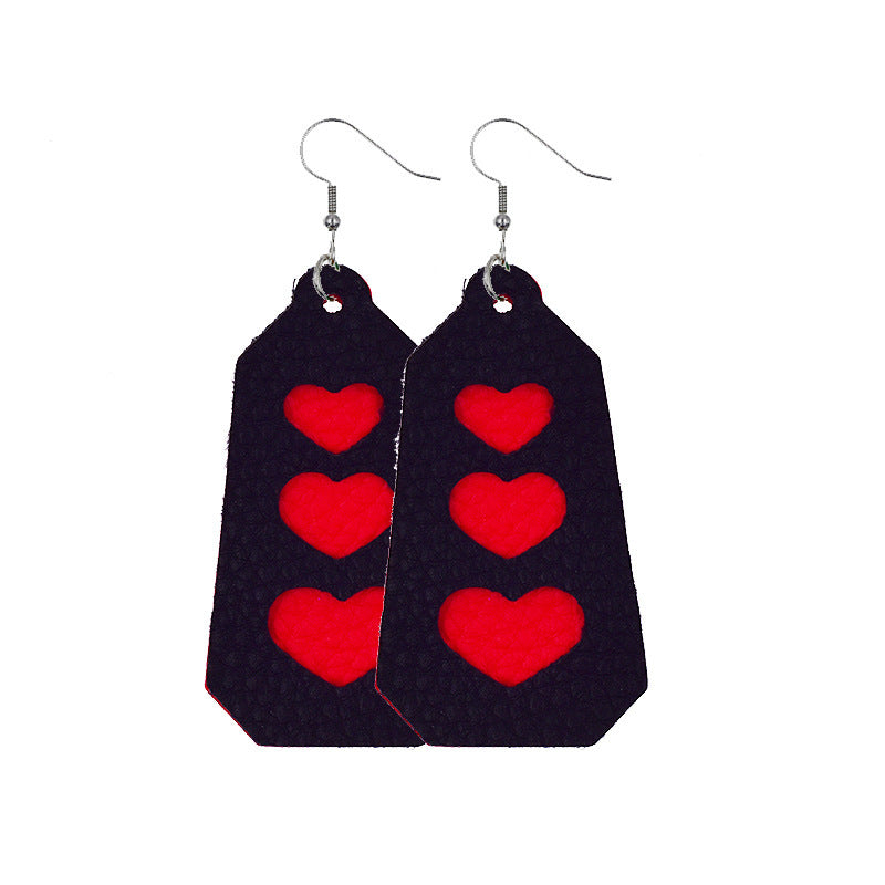 Wholesale In stock wholesale Valentine's Day series suit leather earrings cross-border creative personality love heart leather earrings